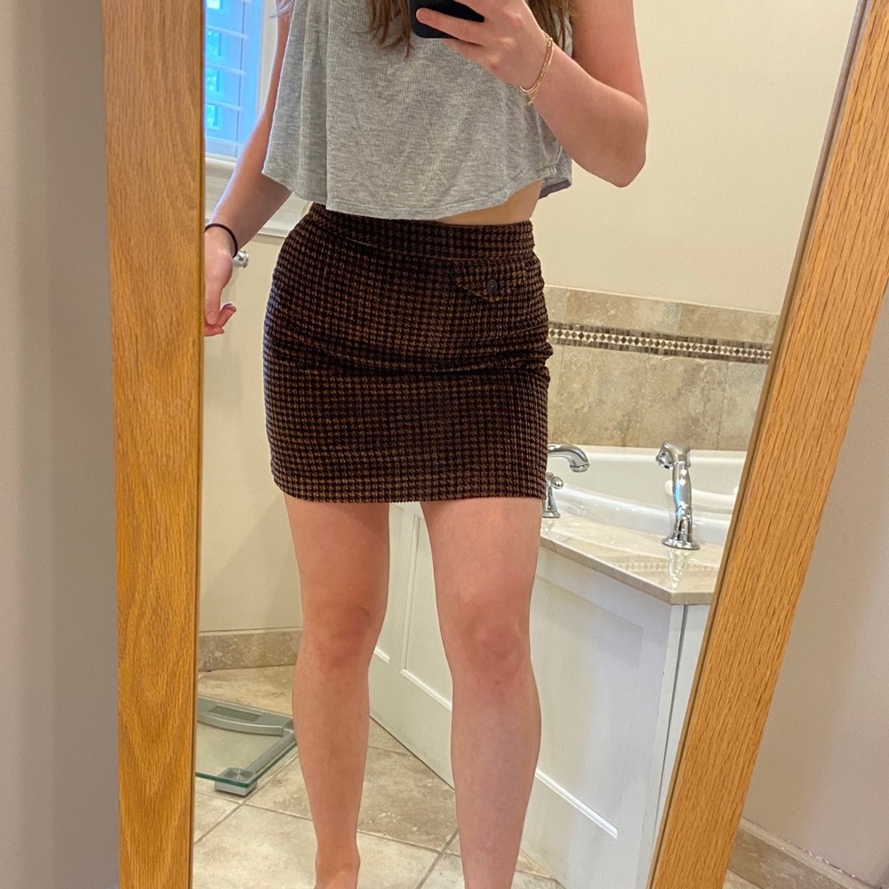 Urban corduroy plaid skirt